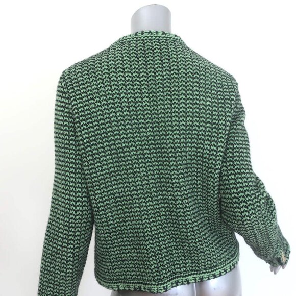 Chanel Cashmere Tweed Cardigan Jacket Sage Green Size 44 - Picture 6 of 11